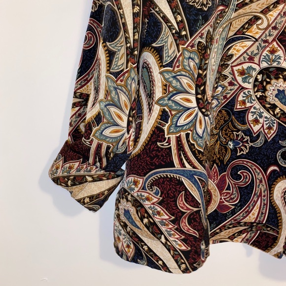 Alfred Dunner Paisley Button Down Vintage Top - Picture 2 of 4